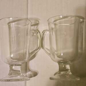 Vintage French Glass Irish Coffee Mugs, Set of 2